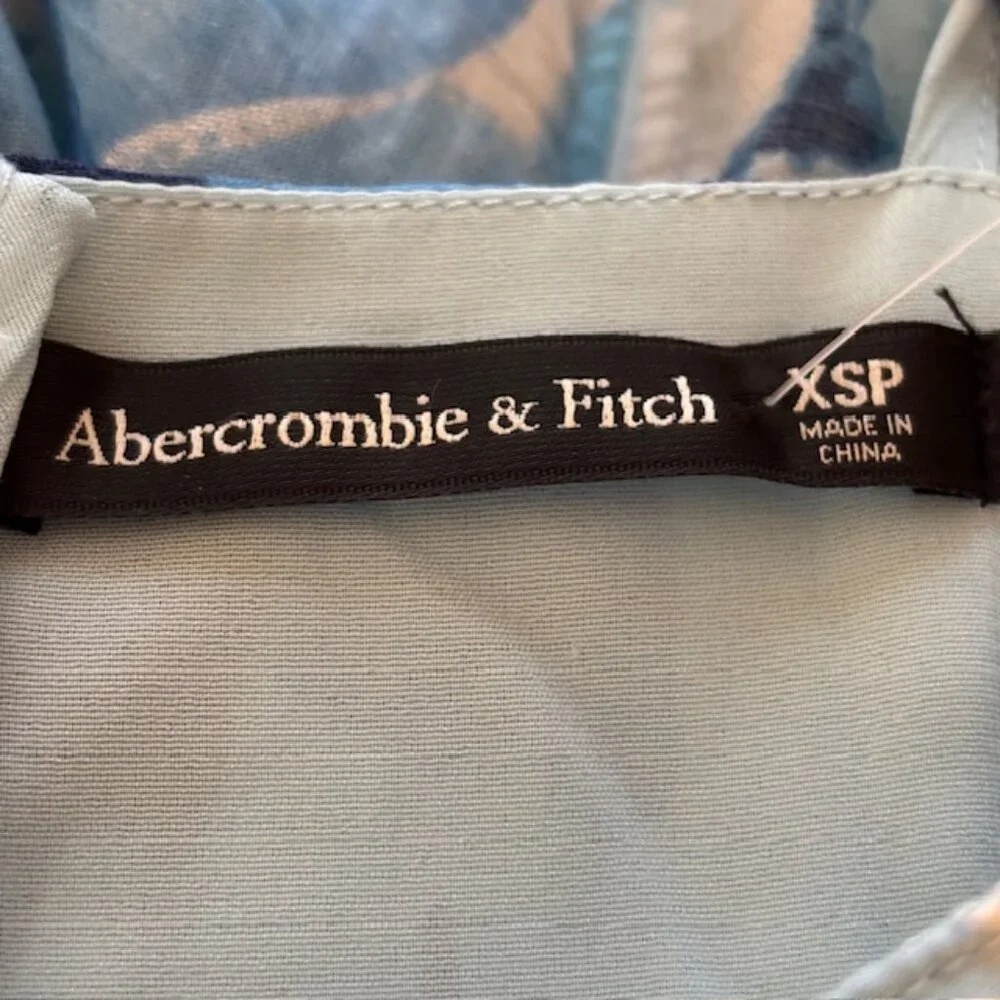 NWT Abercrombie & Fitch Blue Floral Tiered Ruched Thin Strapped Maxi Dress, XSP